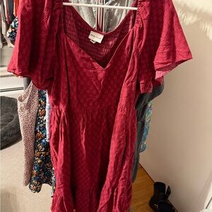 Ava & Viv Burgundy Textured Dress